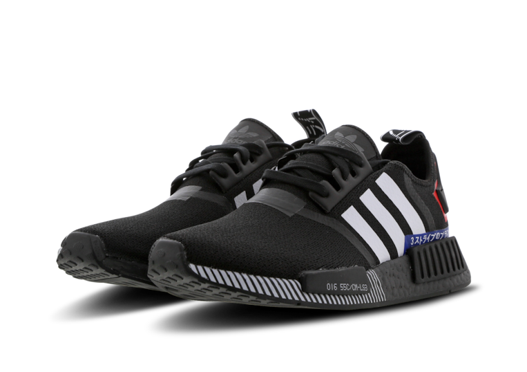 nmd black white blue